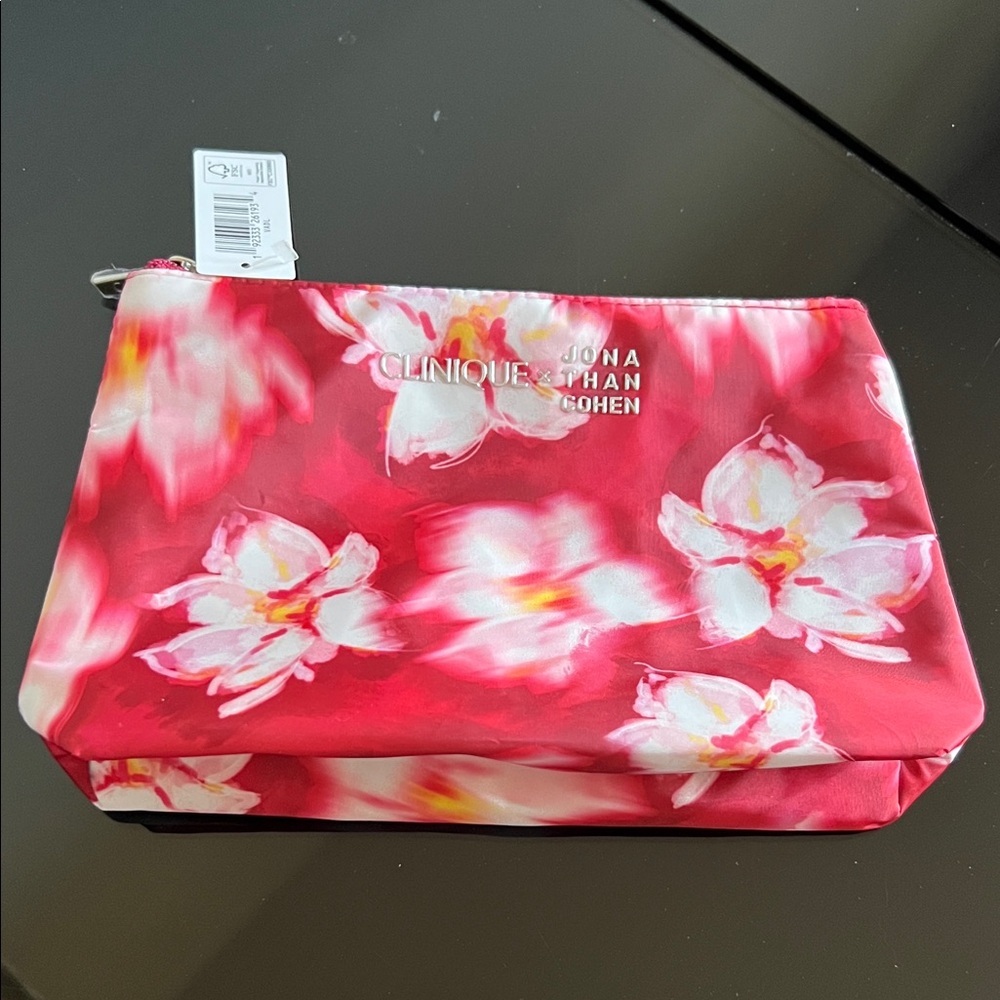 Clinique Pink Floral Cosmetic Bag